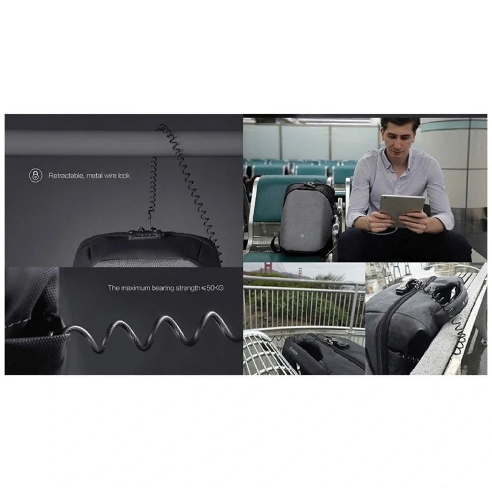 Korin Click Pack Pro Anti-theft TSA USB Charge Backpack Gray